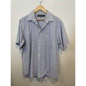 Christian Dior Mensieur Classic Blue Checkered 16.5 Neck Preppy Short Sleeve